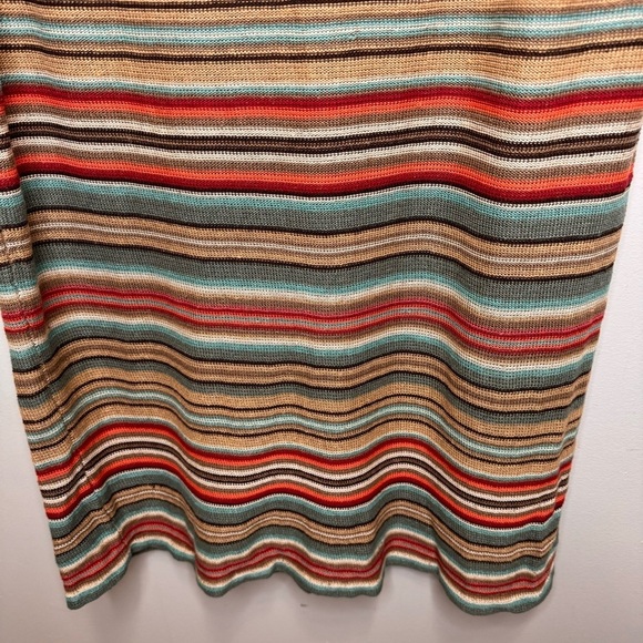 Lauren Ralph Lauren Linen Tan Multi-Colored Striped Sleeveless Sweater Dress - Picture 5 of 15